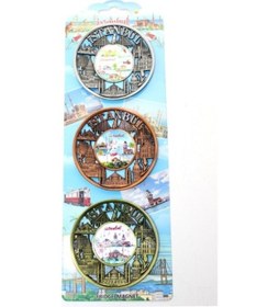 Resim İstanbul Temalı Metal Magnet 3'lü Set Model 2 Çok Renkli 