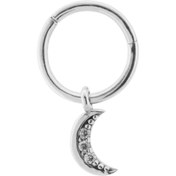 Resim Dianora Piercing 14 Ayar Beyaz Altın Ay Sallantılı Minimal Halka Piercing 