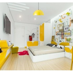 Resim Riolight Modern Sarı Içi Beyaz 1 Bebek,çocuk,genç Odası Için Tekli Metal Sarkıt Avize ÇAP:30CM 