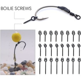 Resim 20 adet Sazan Balıkçılığı Yem Vidası Saç Ronnie Rig Pop Up Boilie Vidası Sazan Yem Bağlantı Halkası Dönerler Balıkçılık Aksesuarları Takım 