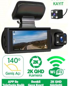 Resim gaman Akıllı Araç İçi Kamera Wifi li Geniş Açı 1080Full HD İç Dış Ve Geri Olmak Üzere 3 Kameralı 