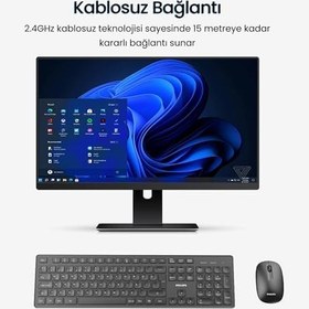 Resim Philips SPT6318 Kablosuz Klavye ve Mouse Seti, Tam Boyutlu, Sağ ve Sol Elle Kullanıma Uygun Türkçe Q Klavye Mouse Seti Siyah 