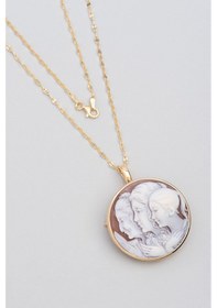 Resim So Chic Cameo Italiano 18 Ayar Sarı Altın Kaplama 50 CM Gümüş Broş ve Kolye 