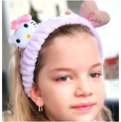 Resim QUEEN AKSESUAR Moda Peluş Oyuncak Hello Kitty Kedi 3d Bebek Çocuk Kadın Bandana Saç Bantı Lastikli Lila Mor 