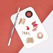 Resim Paslanmaz Çelik Kozmetik Makyaj Karıştırma Paleti Makyaj Sanatçı Aracı Vakfı Paleti Karıştırmak İçin Spatula İle Vakfı Göz Farı Karıştırma Kremi 