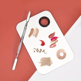 Resim Paslanmaz Çelik Kozmetik Makyaj Karıştırma Paleti Makyaj Sanatçı Aracı Vakfı Paleti Karıştırmak İçin Spatula İle Vakfı Göz Farı Karıştırma Kremi 