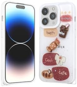 Resim M.TK moveteck İphone 14 Pro Kılıf Emoji Ayıcık Desenli Kabartmalı Karakterli Figürlü Parlak Coffe Şeker Silikon, Beyaz, Tek Ebat, cevze-14pro-beyaz 