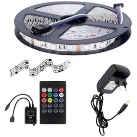Resim 5 Metre 5v 60 Ledli Rgb İç Mekan Şerit Led 2a Plastik Adaptör Sese Ve Müziğe Duyarlı Led Kontrol Üni 