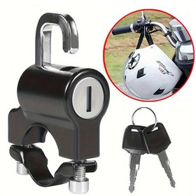 Resim Evrensel Motosiklet Kask Kilidi, Hırsızlık Önleyici Gidon Montajlı Scooter Aksesuarları için Güvenlik Kilit 