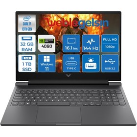 Resim Hp Victus 16-R0025NT Intel Core I7 13700H 32GB DDR5 1TB SSD 8GB RTX4060 16.1 Inç 144Hz IPS Fhd Windows 11 Home Taşınabilir Bilgisayar 7P638EA14 
