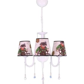 Resim Şenay Aydınlatma Çocuk Odası 3'lü Kumaş Abajur Avize-Bej Korsan 