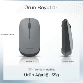 Resim Philips SPK7438 Kablosuz 1600DPI 4 Tuşlu Optik Mouse Gri 