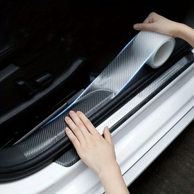 Resim Araç Sticker Karbon Fiber Otomatik Kapı Kenar Koruyucu Filmi, Kapı Eşiği Bagaj Araç Gövde Vinil Etiketler Çizilmeye Karşı Aksesuarlar 