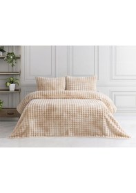 Resim Merinos Reflection Çift Kişilik Battaniye Seti Krem Krem 