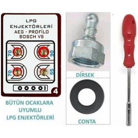 Resim Lpg Ocak Memesi Enjektör 4 Lü Set Ve Dirsek Conta Bütün Markalar - 497954302 