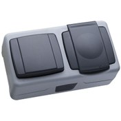 Resim Makel IP 55 Nemli Yer Sıva Üstü İkili Komütatör + Topraklı Priz (MAKEL.36064203) 