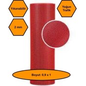 Resim NetBazaars Kırmızı Petek Mat Pvc Kaydırmaz Petek Paspas, 0,9x1 Metre 