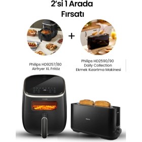 Resim Büyük Boy Hava Fritözü ve Ekmek Kızartma Makinesi Hediye ile Sağlıklı Pişirme 