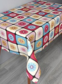 Resim Elyaf Silinebilir Pvc Muşamba Masa Örtüsü 1249-kareçiçekler Pembe 