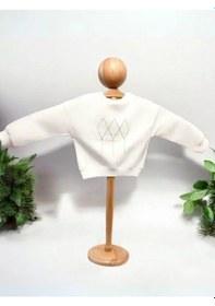 Resim Kız Çocuk Mevsimlik Pamuklu İki İplik Zincirli Sweatshirt-15447 Ekru 