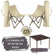 Resim Bag The Joy Ahşap Masa Sandalye Seti Antrasit - Bej - 70 70 55cm Antrasit 