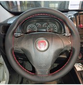 Resim Dikişli Direksiyon Kılıfı Siyah - Kırmızı Dikişli Fıat Doblo İçin Kırmızı 