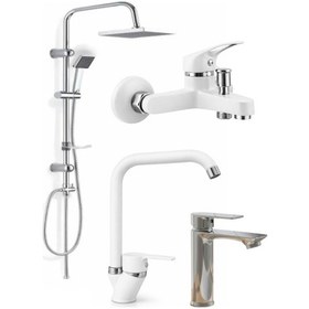 Resim Full 4'lü Set Beyaz Banyo Lavabo Mutfak Ve Robot Duş Seti Diğer 
