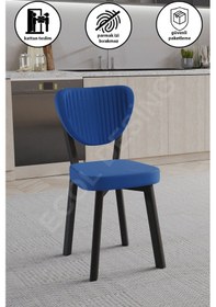 Resim Faymend 1 Adet Elma Model Mutfak Sandalyesi Salon Sandalyesi Yemek Sandalyesi Cafe Restaurant Sandalyesi Mavi 