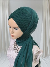 Resim Tunahazırturban Zümrüt Sevda Şal Model Hazır Duvak Hazır Şal Hazır Türban Yeşil 