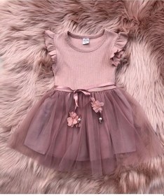 Resim Retro Women Kız Çocuk Gül Kurusu Tül Özel Gün Doğum Günü Yılbaşı Abiye Hediye Günlük Prenses Elbise Pembe 