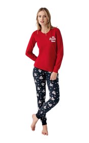 Resim Rolypoly Rp3678-s Anne Kız Kışlık İkili Pijama Takım Anne Kırmızı 
