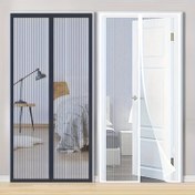 Resim 1 adet Manyetik Siyah ve Beyaz Mesh Ekran Kapı Sivrisinek Ağı - Kolay Temizlik için Nefes Alabilen Mesh, Etkili Böcek Koruma, 91.44x208.28 cm'ye Uygun - İç/Dış Mekan Kullanımı, Yaz Mesh Pencere Ekranı 