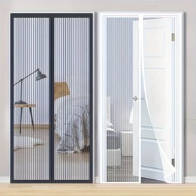 Resim 1 adet Manyetik Siyah ve Beyaz Mesh Ekran Kapı Sivrisinek Ağı - Kolay Temizlik için Nefes Alabilen Mesh, Etkili Böcek Koruma, 91.44x208.28 cm'ye Uygun - İç/Dış Mekan Kullanımı, Yaz Mesh Pencere Ekranı 