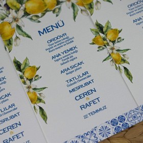 Resim Kişiye Özel Menü Kartı - Düğün, Nişan ve Davet Masaları İçin 