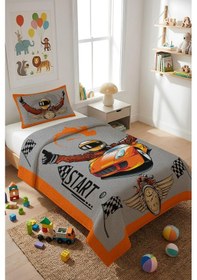 Resim Araba Yarışı Temalı Kadife Kumaş Çocuk Ve Genç Yatak Örtüsü Seti 2 Parça Tky0034 Çok Renkli 