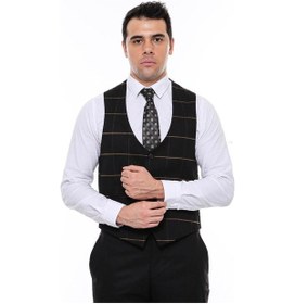 Resim Wessi Ekoseli Siyah V Yakalı Yelek 001 