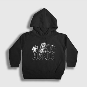 Resim Presmono Unisex Çocuk Be Rock Ac/dc Kapüşonlu Sweatshirt Siyah 