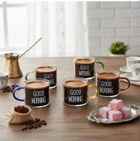 Resim 6'lı Borosilikat Cam Espresso Ve Türk Kahvesi Fincanı Seti 90 Ml - Düz Ve Rölyefli Seçenekli Tabaksız Mini Kupa Düz Açık Gri 