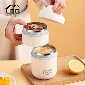Resim 1 Adet LDQ Termal Yemek Kabı & Çorba Kupası - Sağlam 304 Paslanmaz Çelik Vakumlu İzoleli, Sızdırmaz Termos Ofis, Okul, Seyahat, Kamp İçin - Yemekleri Saatlerce Sıcak/Soğuk Tutar, Kompakt Tasarım ile Öğle Yemeği Çantasına Uygun - Yemek Hazırlığı, Çorba, Salata, Artık Yiyecekler İçin İdeal - Kolay Temizlenir (Sadece Elde Yıkanır), Taşınabilir Yemek Kabı, Modern Yemek Kutusu 