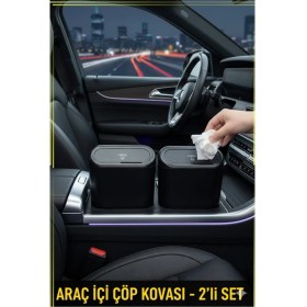 Resim Wiforte Oto Araç Içi Çöp Kovası (2’li Set) – Portatif, Taşınabilir, Kapaklı Mini Çöp Kutusu 