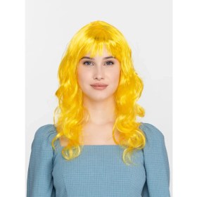Resim Kuzgun Ticaret Sarı Renk Uzun Dalgalı Parti Peruğu 