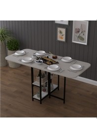 Resim Metal Ayaklı Katlanır Mutfak Masası Km-31 Kül Gri Gri 