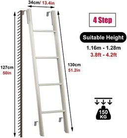 Resim Ranza Merdiveni Beyaz Evrensel Yatak Ranza Merdiveni, Kaymaz Emniyetli Değiştirilebilir RV Ranza Merdiveni, Kampçı Kancalı Tırmanma Merdiveni - 45"/50"/55"/59" (Boyut: 130 cm/50) 