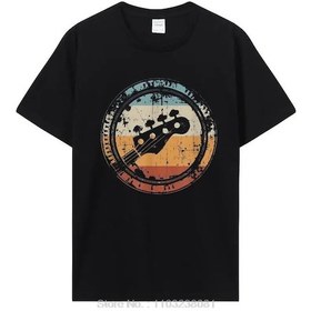 Resim Snapbuy Vintage Bas Gitar T-shirt - Basçı Ve Oyuncu İçin Streetwear Pamuk Yazlık Tişörtaltınerkek Altın 