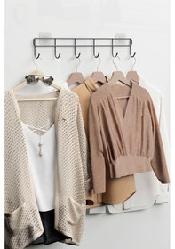 Resim Zabata Yapışkanlı Metal Duvar Elbise Askılığı Kapı Arkası Askılık Portmanto Organizer Askıı Siyah 