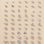 Resim 60 adet Sevimli Moda Metal İmitasyon İnci Basit Rhinestone Kalp Çiçek Kurdele Yaprak Tekrarlanmayan Stil Tatil Hediyesi Kadınlar Günlük Giyim Küpeler Çoklu Set Büyük Set 