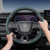 Resim For TOYOTA için uygun, nefes alabilen suni deri direksiyon kılıfı, segmentli hızlı çıkarma tasarımı, kaymaz ve dayanıklı direksiyon koruyucu, 2 adet veya 3 adet seçenek. Renkler: Siyah, Kırmızı, Kahve, Yeşil, Bej, Gri. RAV4, Camry, Avalon, Tundra, GR Corolla, Mirai, RX, Auris, Hilux, Wish, Roomy Aqua Probox, Prius, E150, Isis C-HR, Crown Alphard, Celica Mark ve diğer modellere uyumlu. 