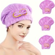 Resim Süper Emici Mikrofiber Saç Havlusu Sarma - Çağdaş Stil Çizgi Film Temalı Hızlı Kuruyan Saç Türbanı Kurdele ile Yemek Pişirme, Makyaj, Duş, Yüz Yıkama, Uyuma İçin - Dokuma, 100 GSM (1 Paket) 