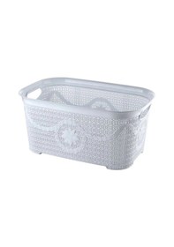 Resim 5 Parça Örgü Desenli Plastik Banyo Seti Çamaşır Sepeti Deterjanlık Çöp Kovası Klozet Fırçası - Mavi 