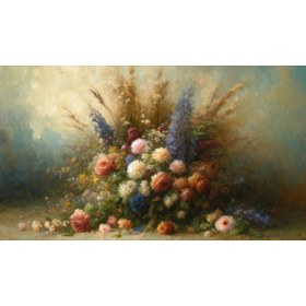 Resim Venspor Bohem Çiçek Düzeni Manzaralı Arkaplan 200 x 150 cm Fon Duvar Örtüsü 